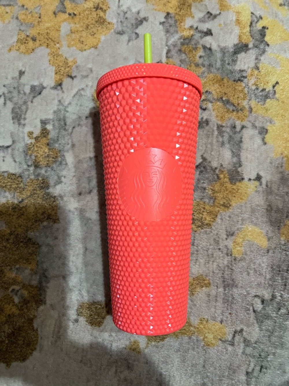 Starbucks Red Studded Tumbler with Lime Green Straw